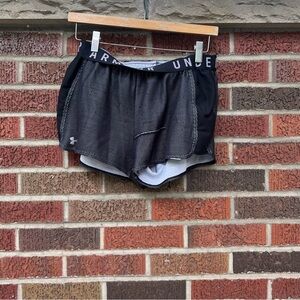 Under Armour Black and White Dolphin Hem Athletic Shorts